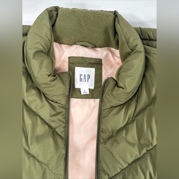 GAP Warmest Puffer Vest Women Small Hunter Green Full Zip Pockets - Picture 7 of 7